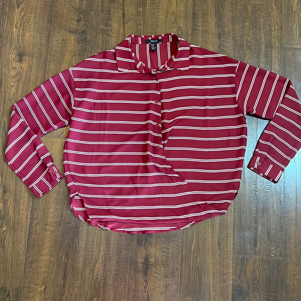 Forever 21 Maroon with White Stripes Blouse